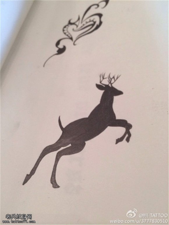 图腾羚羊纹身手稿图片