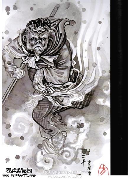 齐天大圣孙悟空纹身手稿图案