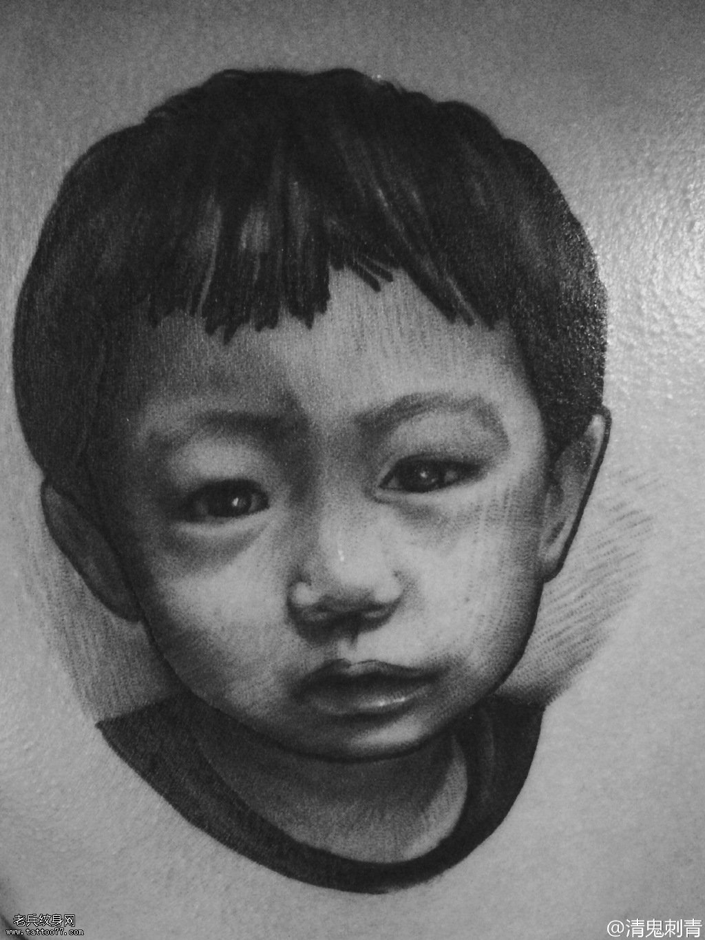 推荐孩子肖像纹身图案