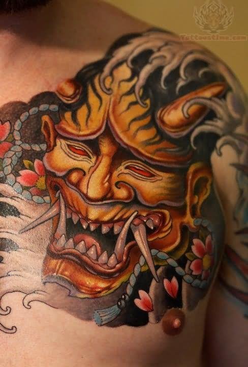 时尚潮流的半甲般若纹身