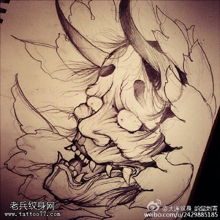 素描的般若纹身图案