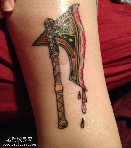小腿的斧头帮纹身图案