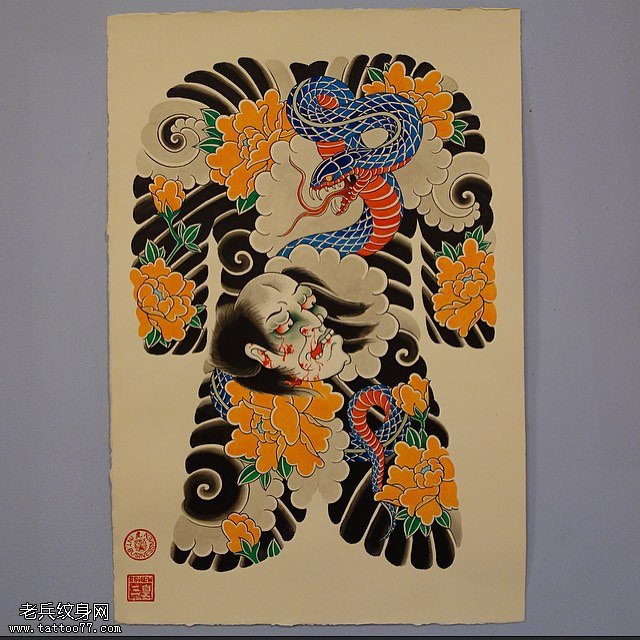 日本风手稿图腾纹身图案