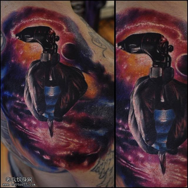 肩部的纹身机器纹身图案