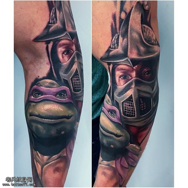 小腿的忍者神龟纹身图案