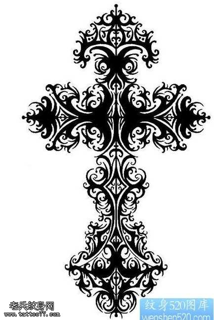 手稿十字架图腾纹身图案