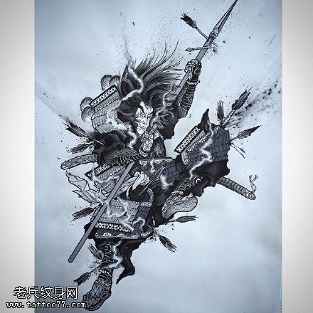 手稿钟馗纹身图案