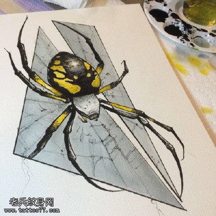 立体彩绘蜘蛛纹身图案