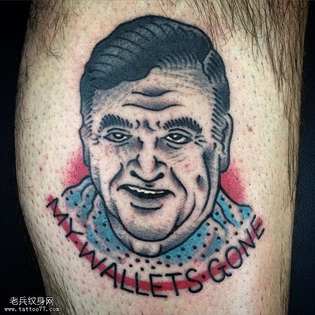 腿部慈祥的父亲纹身图案