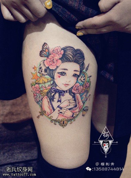 大腿漂亮的小公主纹身图案