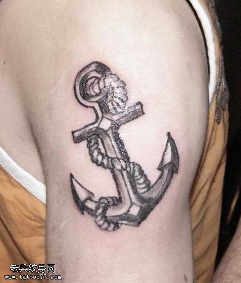 胳膊船锚纹身图案