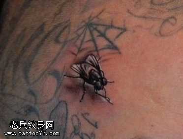 头部苍蝇纹身图案