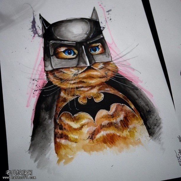 手稿猫咪警长纹身图案
