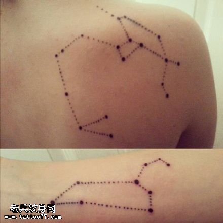 肩膀点刺的动物纹身图案