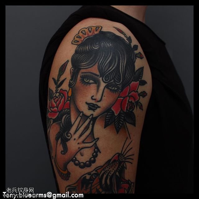 欧美风经典美女纹身图案