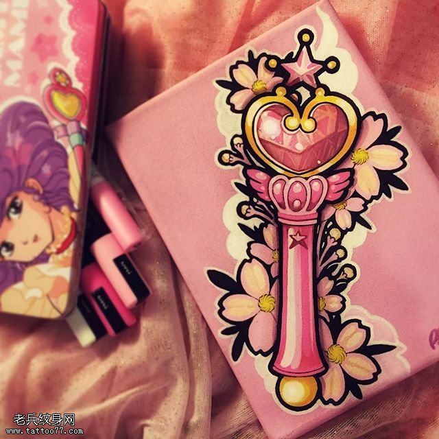 手稿魔法棒纹身图案