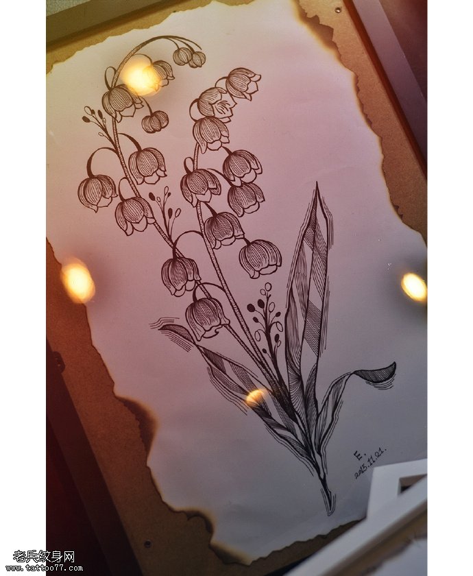 手稿经典花卉纹身图案