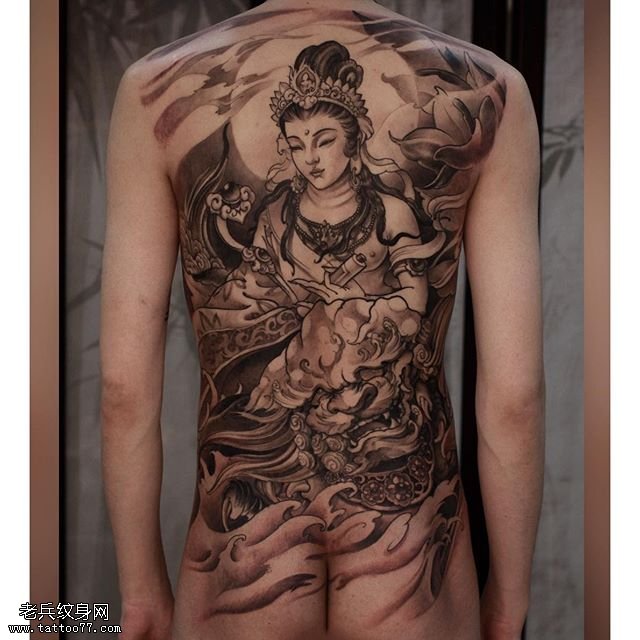 背部古代女子纹身图案