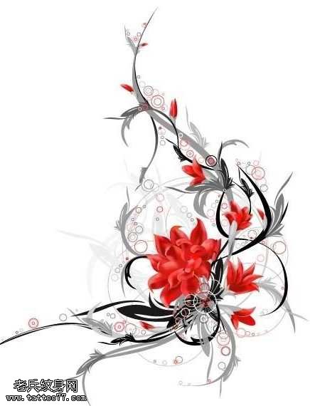 手稿漂亮好看花藤纹身图案
