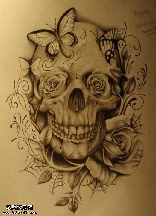 手稿时尚骷髅纹身图案