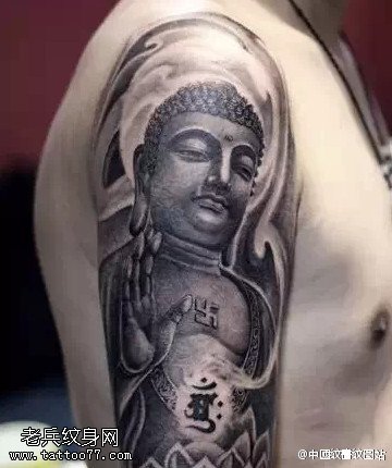 肩膀佛像纹身图案