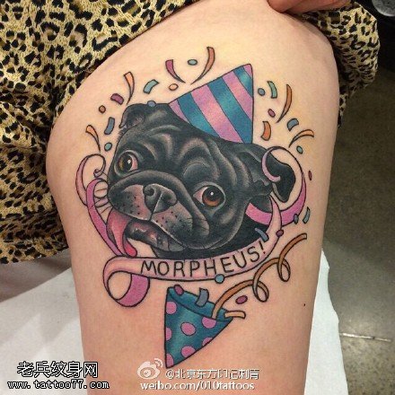 肩膀海皮狗纹身图案