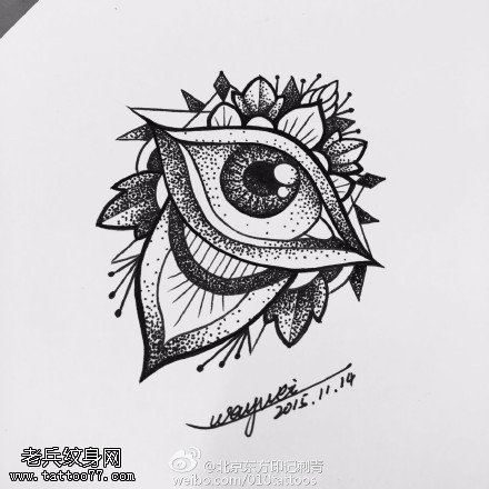 手稿梵花眼睛纹身图案