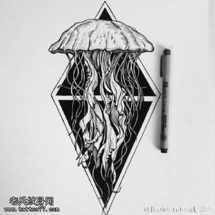 手稿水母纹身图案