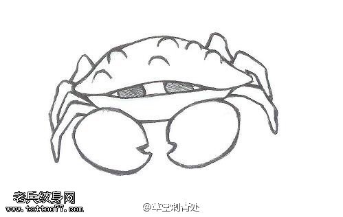 手稿素描经典螃蟹纹身图案