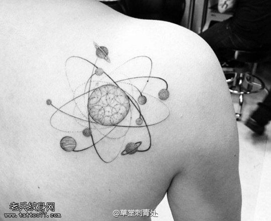 肩部星球纹身图案