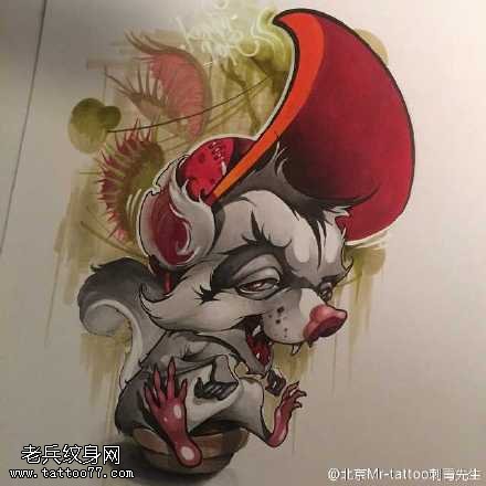 手稿可爱的小狐狸纹身图案