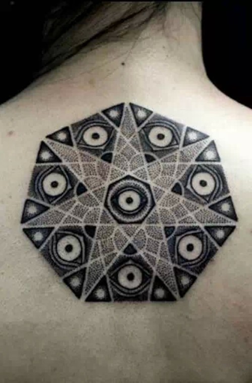 另类黑色点线面纹身