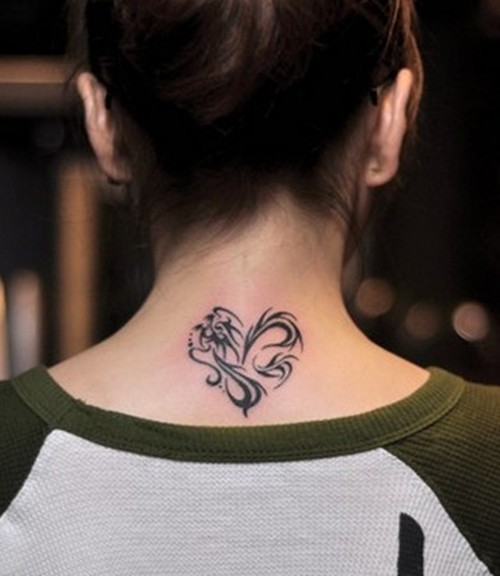 颈后背小图案纹身