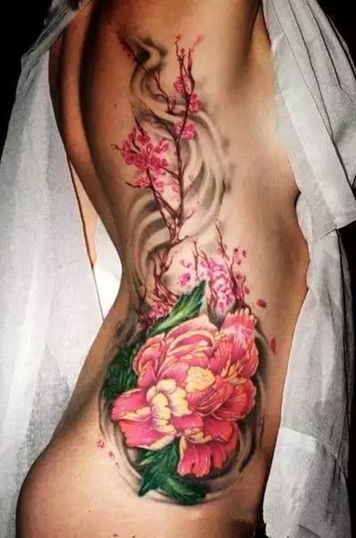 绝代只西子  众芳惟牡丹  牡丹花纹身