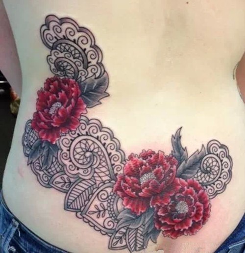 绝代只西子  众芳惟牡丹  牡丹花纹身