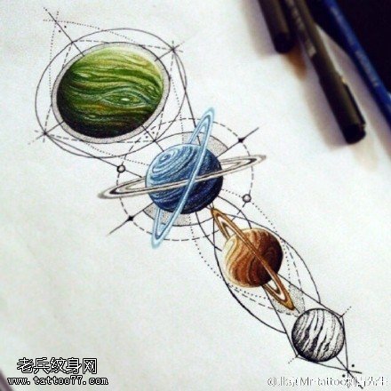 手稿星系纹身图案
