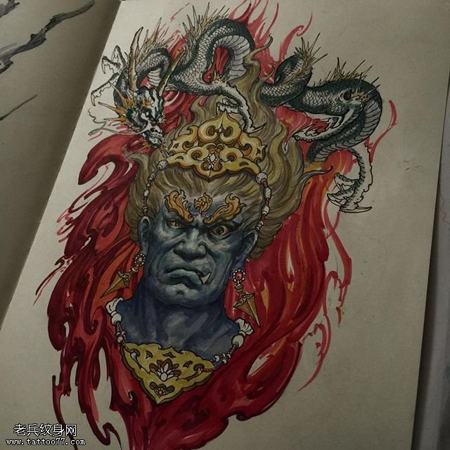 经典手稿不动明王纹身图案
