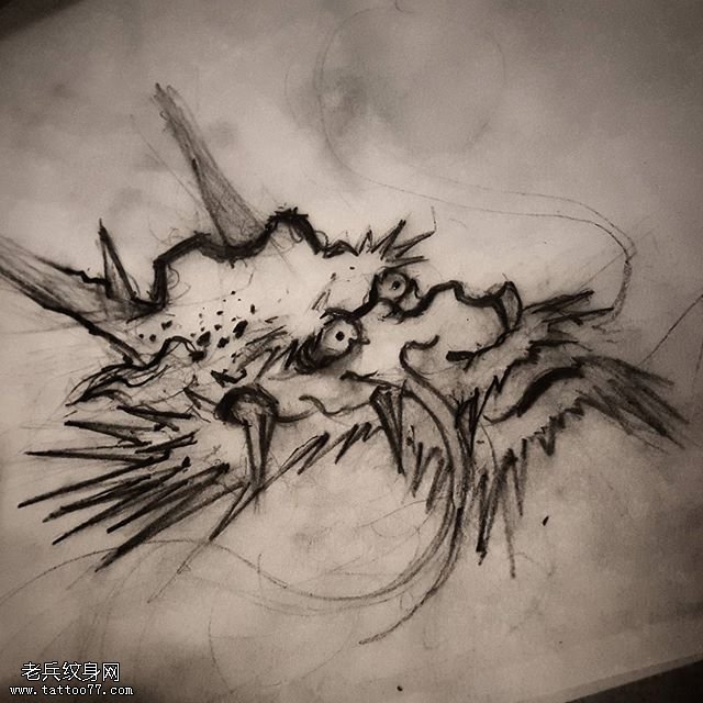 手绘传统般若纹身图案