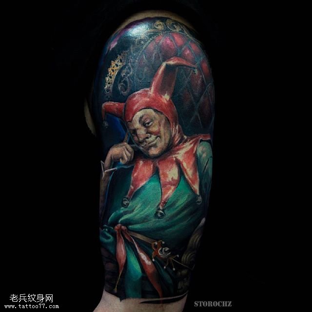 肩部彩绘小丑纹身图案