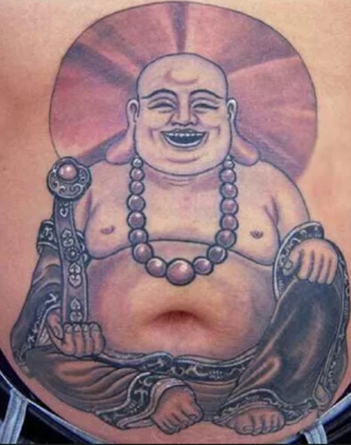 笑口常开的弥勒佛纹身
