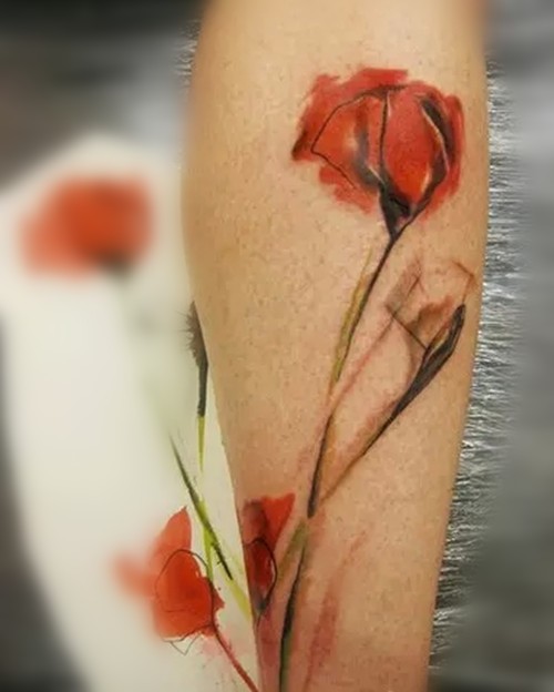 令人窒息的美  罂粟花纹身