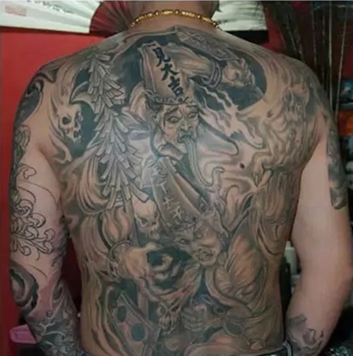 赏善罚恶鬼差之满背黑白无常纹身