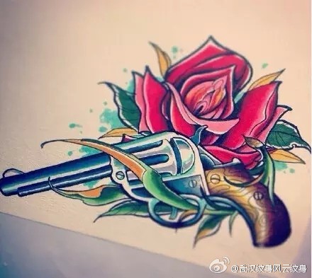 个性帅气枪纹身