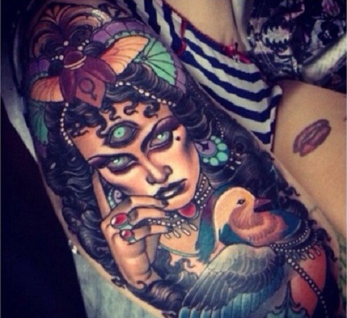 经典欧美”poker face“风纹身