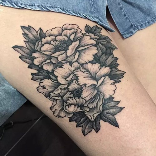 唯美黑灰花草纹身作品集