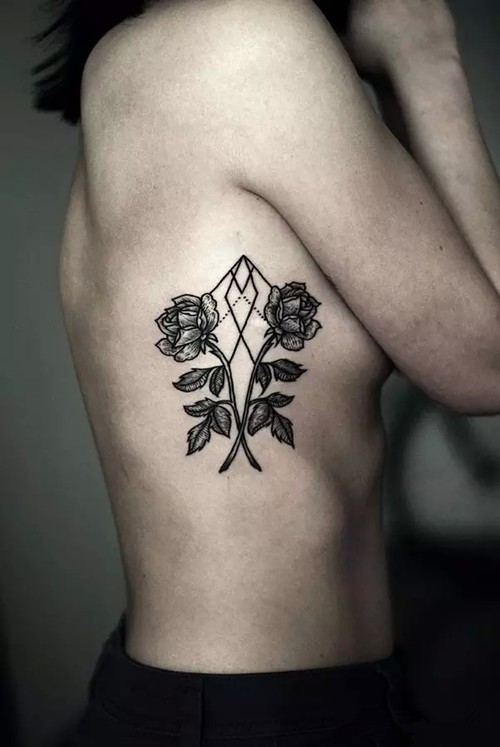 唯美黑灰花草纹身作品集