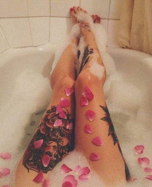 欧美大花腿纹身