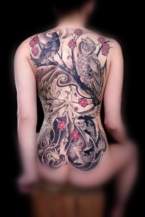 时尚欧美风满背纹身