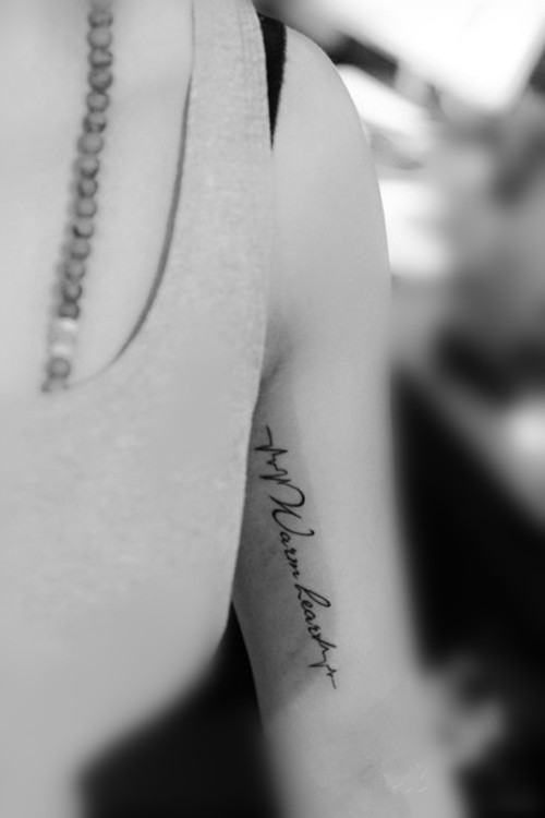 心电图与英文的完美结合  清新小纹身