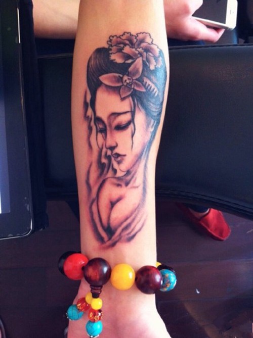 手臂  腿部经典日本艺妓纹身